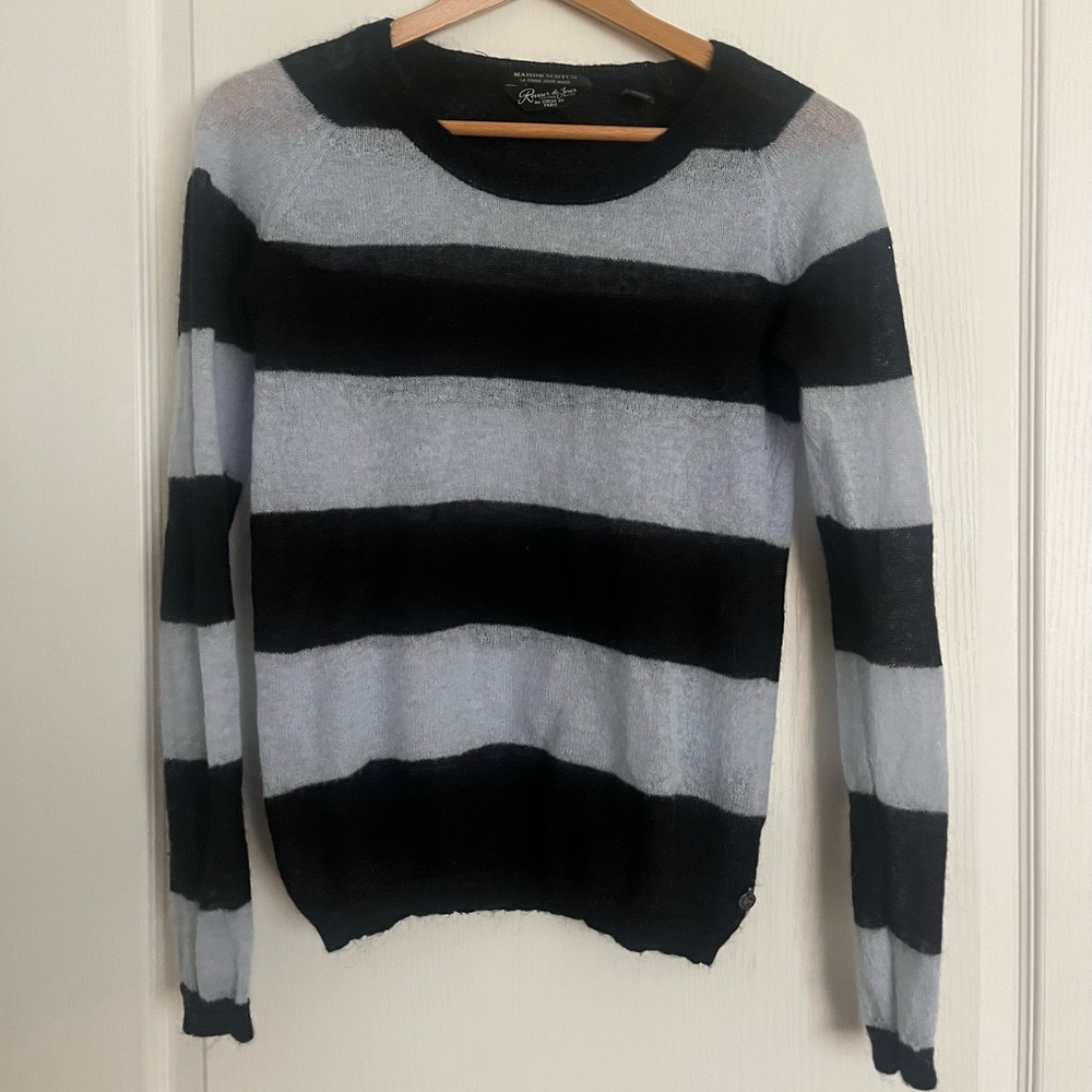 black and blue striped maison scotch sweater
